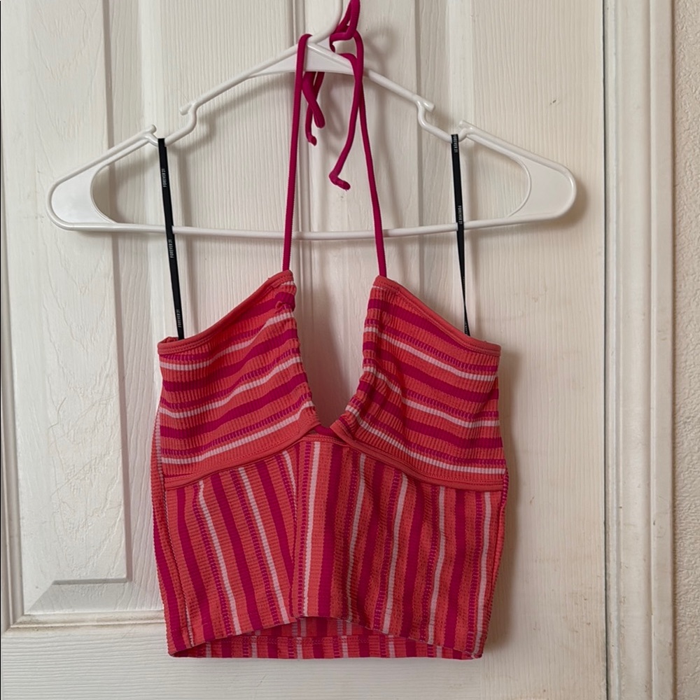 Striped Halter Crop Top